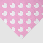 Papier Mousseline Coeurs de polka blanc sur Cotton Candy rose (Détail)