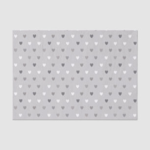 Papier Mousseline Coeurs de polka minuscules dans les tons gris
