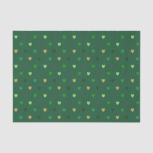 Papier Mousseline Coeurs de Polka sur vert de forêt