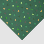 Papier Mousseline Coeurs de Polka sur vert de forêt (Détail)