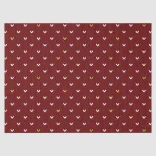 Papier Mousseline Coeurs d'or rouge rose