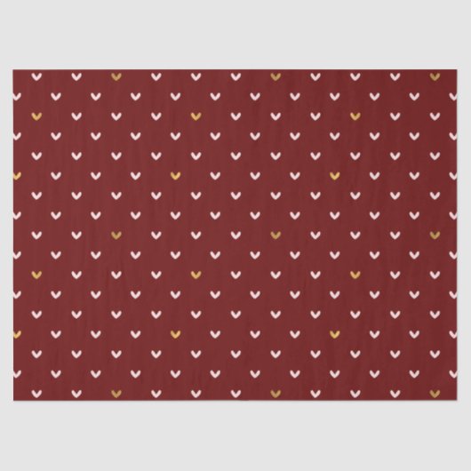 Papier Mousseline Coeurs d'or rouge rose (Recto)