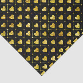 Papier Mousseline Coeurs d'or sur motif noir (Détail)