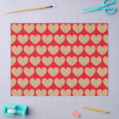 Papier Mousseline Cœurs dorés sur fond rouge (Artisanat)