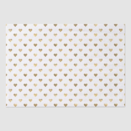 Papier Mousseline Cœurs en feuille d'or (Recto)