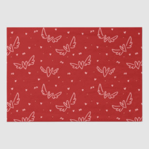 Papier Mousseline Coeurs et ailes en rouge