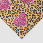 Papier Mousseline Coeurs et Empreintes de léopard roses pétillants (Détail)