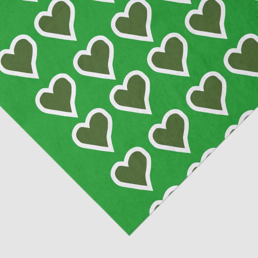 Papier Mousseline Coeurs irlandais verts (Détail)