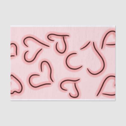 Papier Mousseline Coeurs mignons rouges (Recto)
