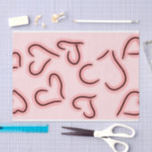 Papier Mousseline Coeurs mignons rouges (Artisanat)