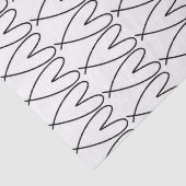 Papier Mousseline Coeurs mignons Whimsical Noir & Blanc (Détail)