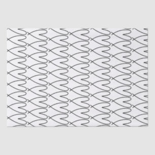 Papier Mousseline Coeurs mignons Whimsical Noir & Blanc