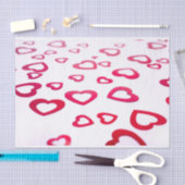Papier Mousseline Coeurs modernes de Saint Valentin rouge et blanc (Artisanat)