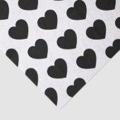 Papier Mousseline Coeurs, noir sur papier de tissus blancs (Détail)