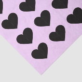 Papier Mousseline Coeurs noirs sur papier tissu de lavande (Détail)