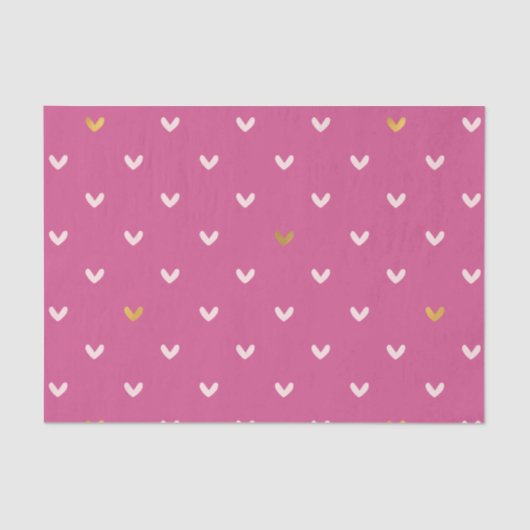 Papier Mousseline Coeurs or rose chic (Recto)