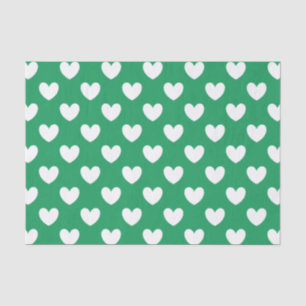 Papier Mousseline Coeurs polka blanc sur Kelly green