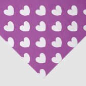Papier Mousseline Coeurs polka blanc sur violet (Détail)