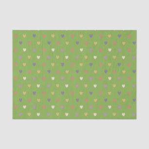 Papier Mousseline Coeurs Polka sur vert vert