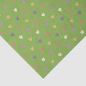 Papier Mousseline Coeurs Polka sur vert vert (Détail)