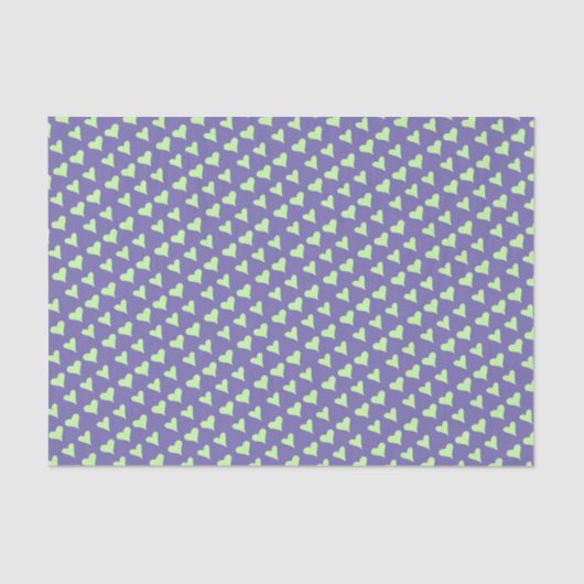 Papier Mousseline Coeurs pour Découpage vert et pourpre (Recto)