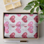Papier Mousseline Coeurs rose et rouge Saint Valentin Amour (Cadeau)