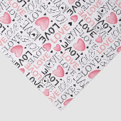 Papier Mousseline Cœurs roses à l'aquarelle Script Saint-Valentin (Détail)