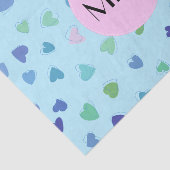 Papier Mousseline Coeurs roses, Coeurs bleus, Motif de Coeurs, Monog (Détail)