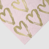 Papier Mousseline Coeurs roses de pêche et d'or (Détail)