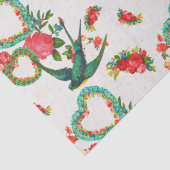 Papier Mousseline Coeurs, Roses et colibris Vintages (Détail)