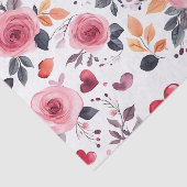 Papier Mousseline Coeurs roses et Rose (Détail)