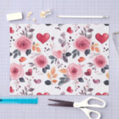 Papier Mousseline Coeurs roses et Rose (Artisanat)