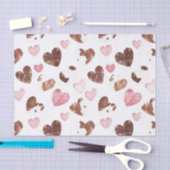 Papier Mousseline Coeurs roses Vache de cacao Brown Imprimer Anniver (Artisanat)
