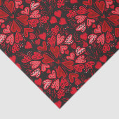 Papier Mousseline Coeurs rouge et rose sur Arrière - plan noir Valen (Détail)