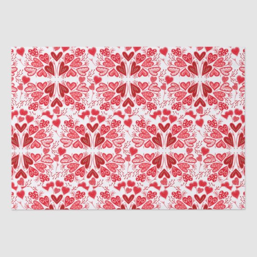 Papier Mousseline Coeurs rouge, rose et blanc Valentin (Recto)