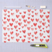 Papier Mousseline Coeurs rouges (Artisanat)