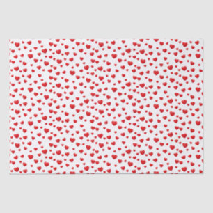 Papier Mousseline Coeurs rouges éparpillés sur blanc