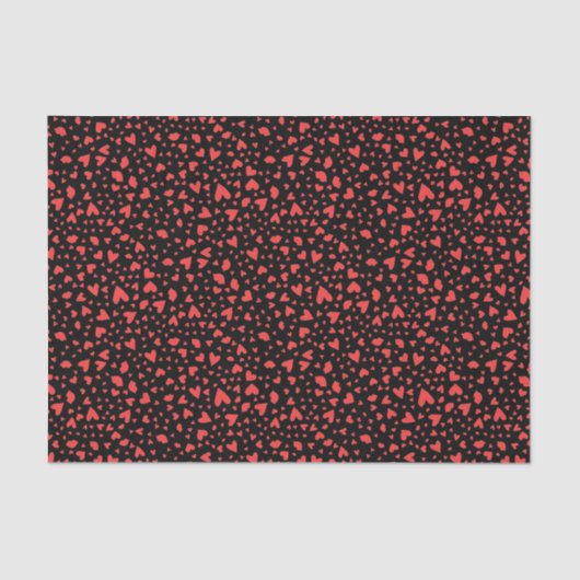 Papier Mousseline Coeurs rouges et baisers (Recto)