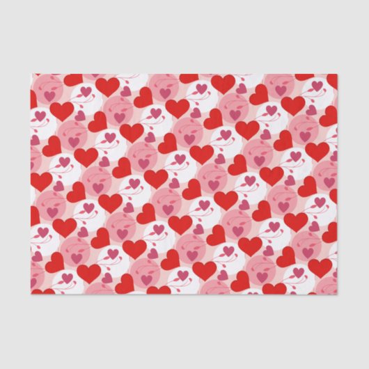 Papier Mousseline Coeurs rouges et roses Saint-Valentin Romance Moti (Recto)