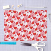 Papier Mousseline Coeurs rouges et roses Saint-Valentin Romance Moti (Artisanat)