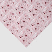 Papier Mousseline Coeurs rouges sur un terrain rose Tourbillonnant (Détail)