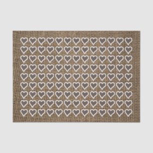 Papier Mousseline Coeurs sur Burlap foncé