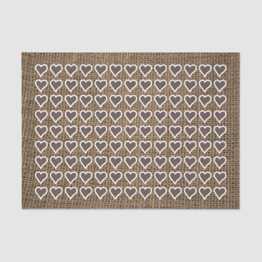 Papier Mousseline Coeurs sur Burlap foncé (Recto)