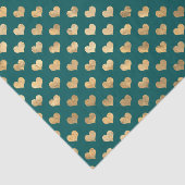 Papier Mousseline Coeurs turquoise et Gold Foil (Détail)