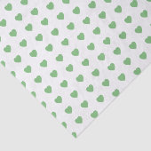 Papier Mousseline Coeurs verts vintages sur blanc (Détail)