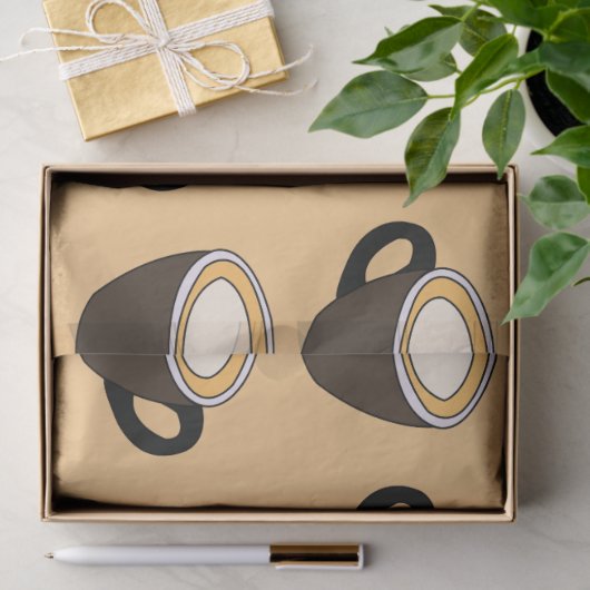 Papier Mousseline Coffee Cup Pattern (Cadeau)