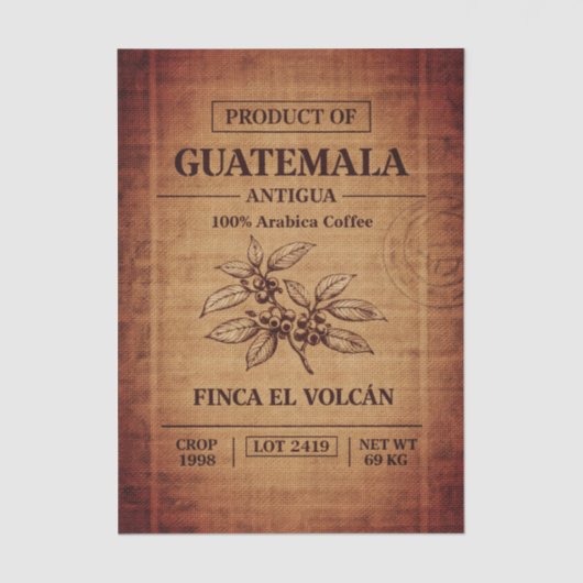 Papier Mousseline Coffee Info Text On Burlap Sack Bag FD5 Decoupage (Recto)