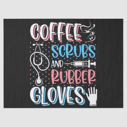 Papier Mousseline COFFEE SCRUBS RUBBER GLOVES RN Infirmière inscrite (Recto)