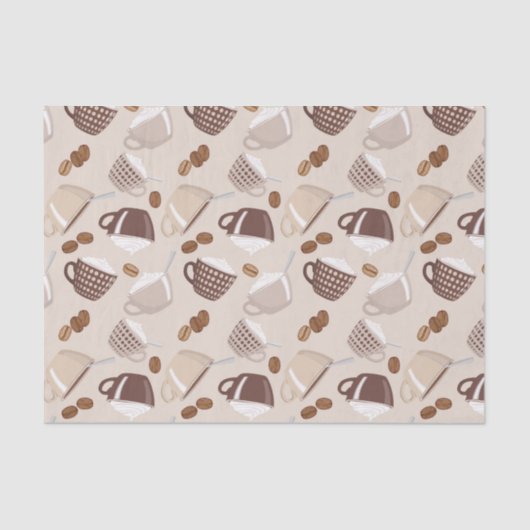 Papier Mousseline Coffee Time Cups Brown Grains Caffeine Lover Drink (Recto)