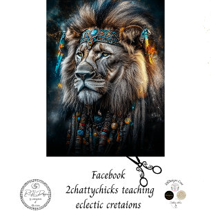 Papier Mousseline Coiffure Indienne Américaine Adorée Au Lion De Déc